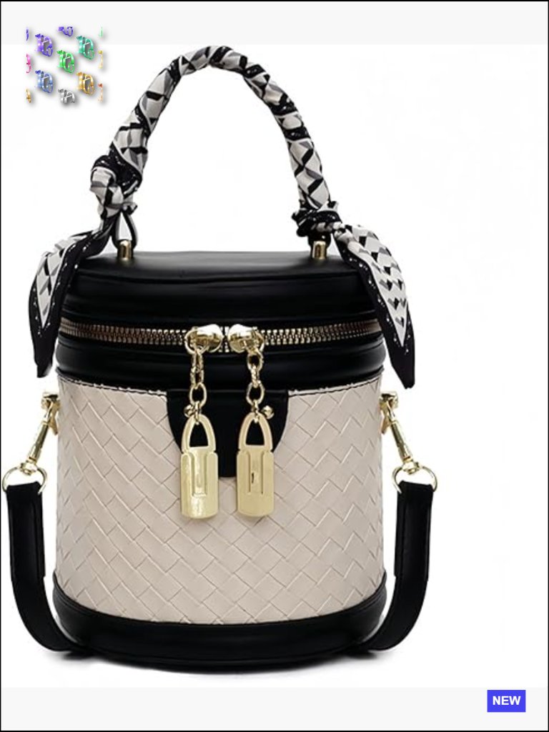 Mini Bucket Crossbody Bag Vegan Leather Woven Texture 3-Way Carry Handbag Purse